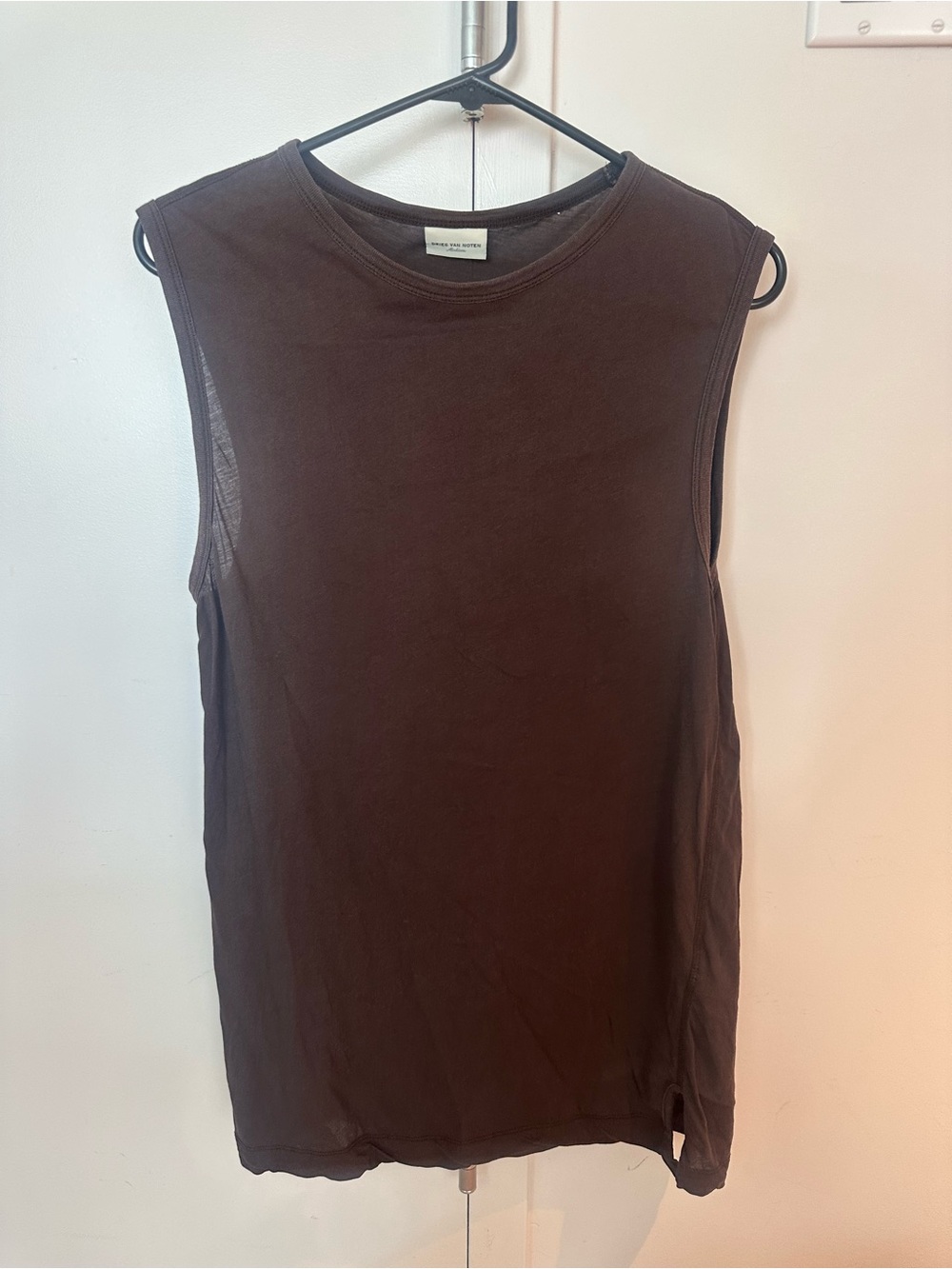Dries Van Noten Dark Brown Sleeveless Crewneck Tank